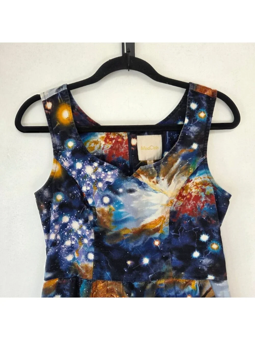 Modcloth Galaxy Print Fit and Flare Dress Blue Constellations Pinup Women's M - Picture 4 of 10